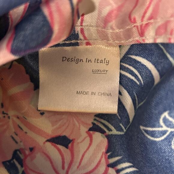 Flamingo Hawaiian Shirt Mens Medium Tropical Floral Button Up Party Summer Casua - Picture 4 of 7